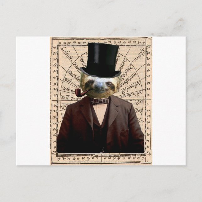 Carte Postale Sloth Man Victorian Steampunk Anthropomorphique (Devant)