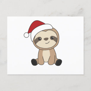 Carte Postale Sloth Noël Neige Hiver Animaux Fentes