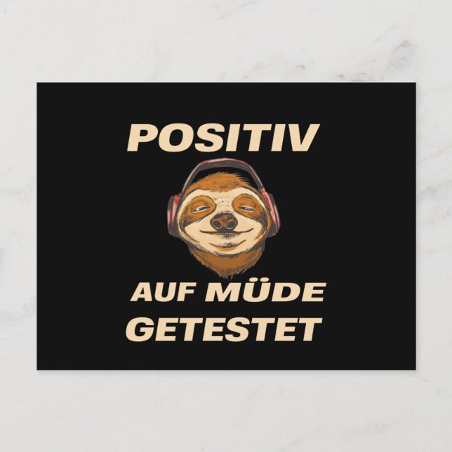 Carte Postale Sloth Testé Positif Pour Fatigué (Devant)