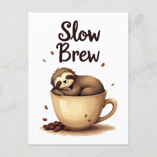 Carte Postale Slow Brew Coffee Sloth