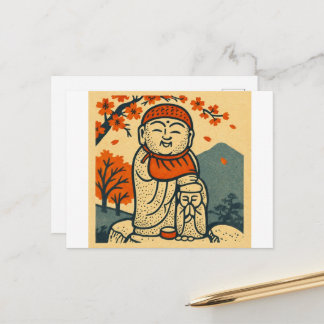Carte Postale Smiling Jizo Guardian – Japanese Folk Art