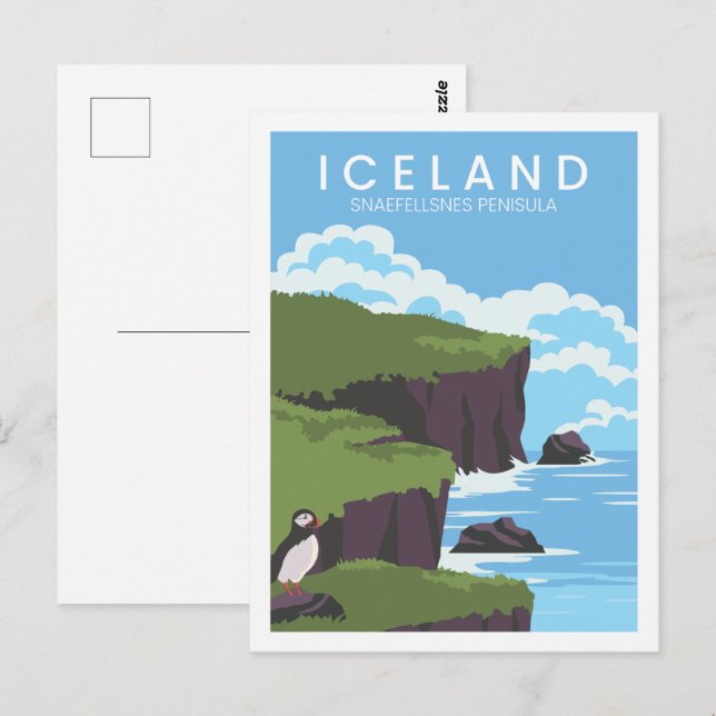 Carte Postale Snaefellsnes Islande Lieu de voyage Illustration (Devant / Derrière)