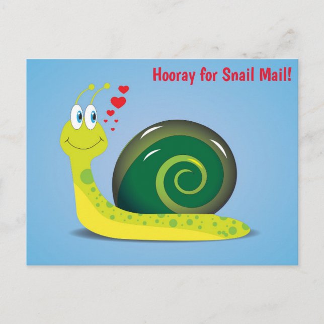 Carte Postale Snail Mail Cute Drôle Humour Retro (Devant)