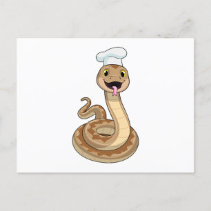 Carte Postale Snake as Cook avec Chef casquette