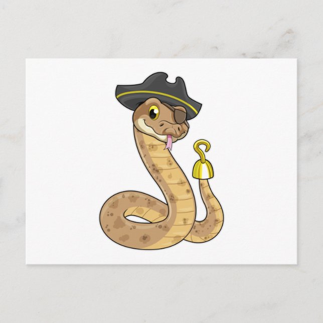 Carte Postale Snake as Pirate with Hook hand & Eye patch (Devant)