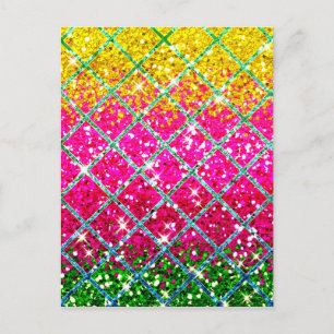 Carte Postale Snakeskin rose parties scintillant