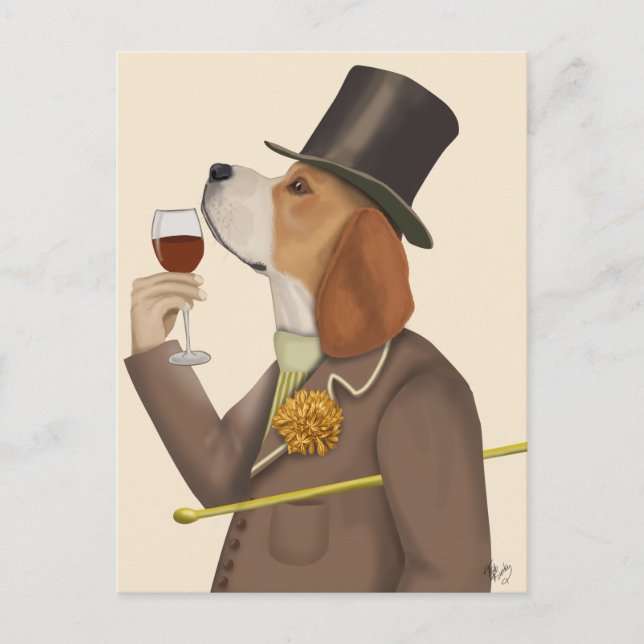 Carte Postale Snob de vin beagle (Devant)