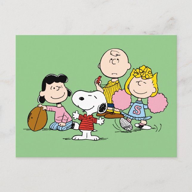 Carte Postale Snoopy et Gang Play Football (Devant)