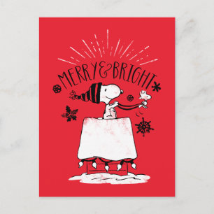 Carte Postale Snoopy et Woodstock - Joyeux et lumineux