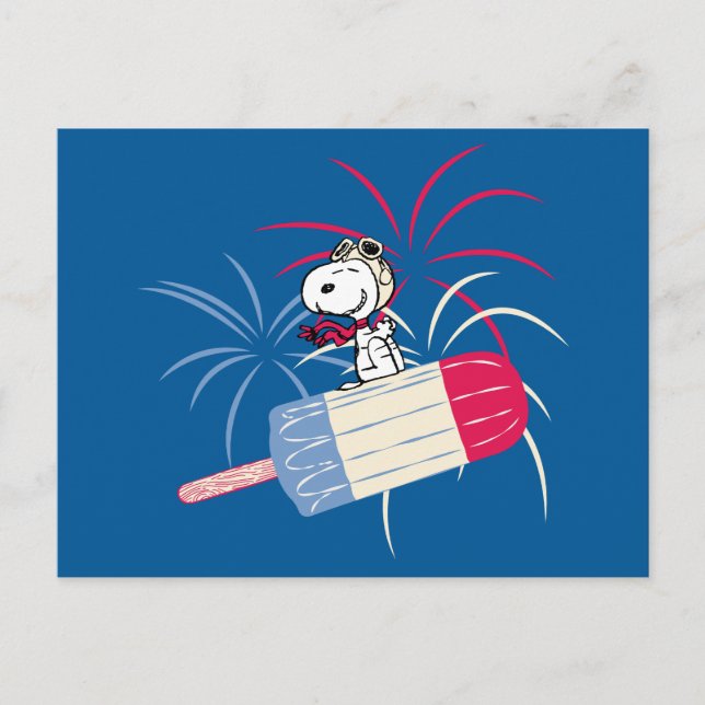 Carte Postale Snoopy l'as de l'aviation sur glace (Devant)