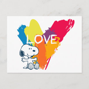 Carte Postale Snoopy   Rainbow Love Heart