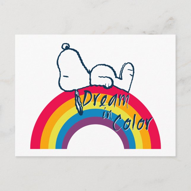 Carte Postale Snoopy | Rêver en couleur arc-en-ciel (Devant)
