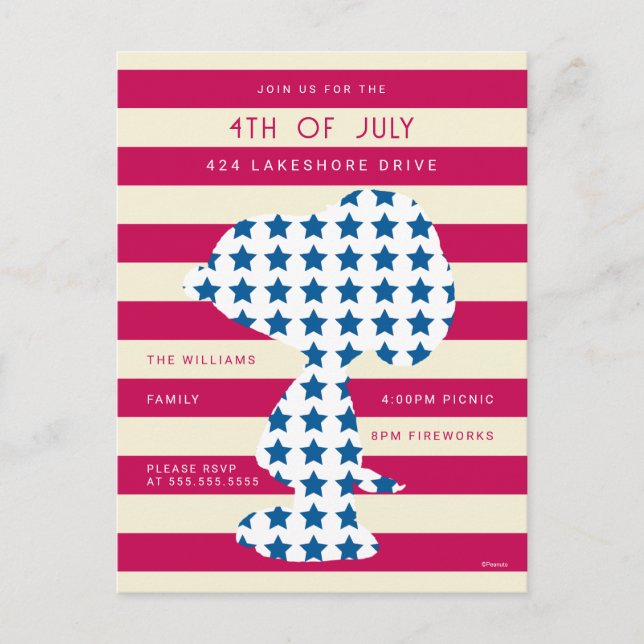 Carte Postale Snoopy Vintage Stars & Stripes (Devant)