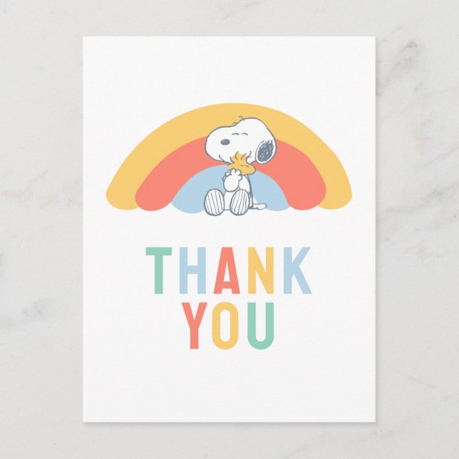 Carte Postale Snoopy & Woodstock Rainbow Baby Shower Postcard (Devant)