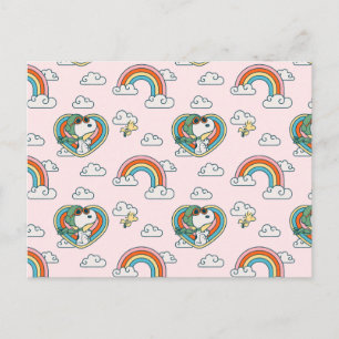 Carte Postale Snoopy & Woodstock Rainbow Heart Motif