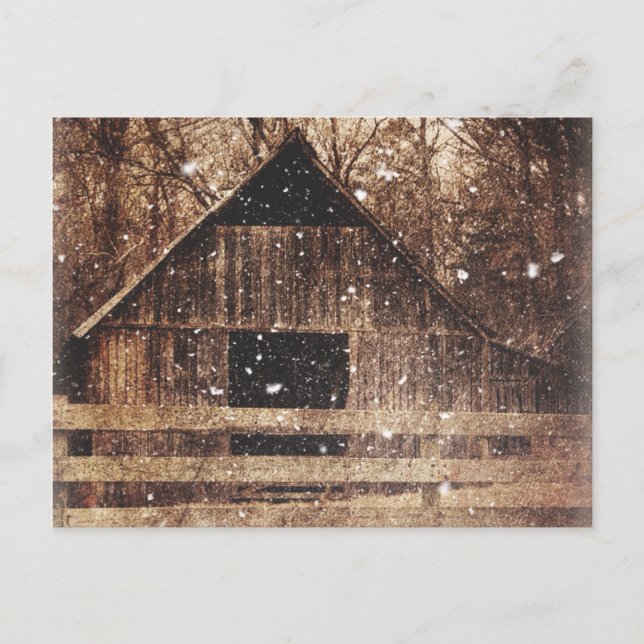 Carte Postale Snow Country rural Old Barn (Devant)