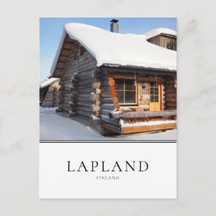 Carte Postale Snow-covered log cabin in Lapland, Finland
