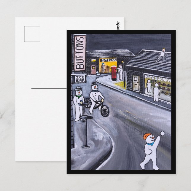 Carte Postale Snow Town Painting by Alfred Fox (Devant / Derrière)