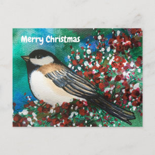 Carte Postale Snowberries Pickadee Forest Joyeux Noël