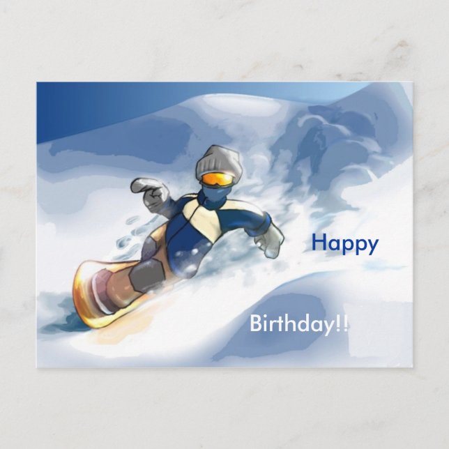 Carte Postale Snowboard-Happy, Anniversaire ! ! (Devant)