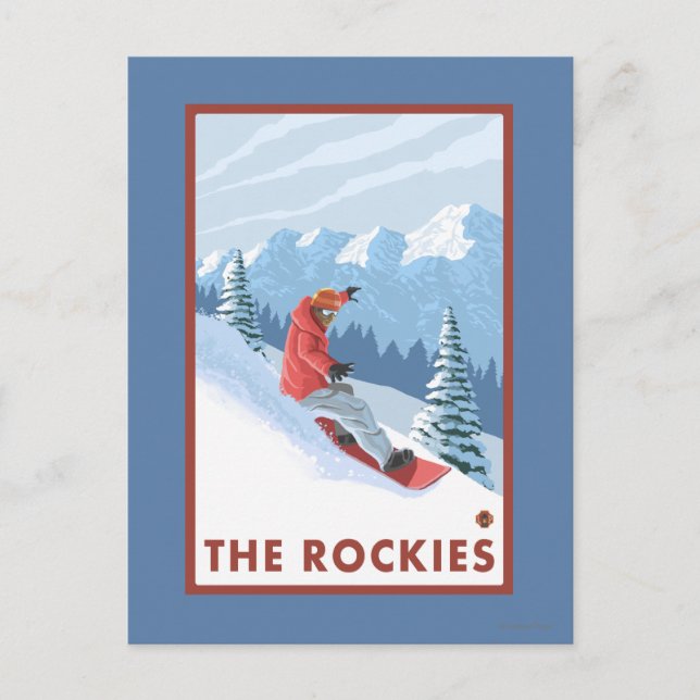 Carte Postale Snowboarder - Les Rocheuses (Devant)
