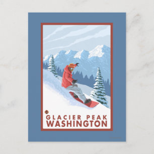 Carte Postale Snowboarder Scender - Glacier Peak, Washington