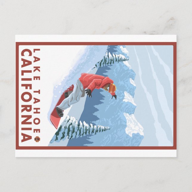 Carte Postale Snowboarder Scene - Lac Tahoe, Californie (Devant)