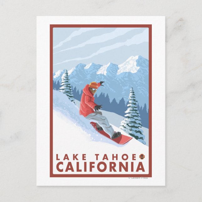 Carte Postale Snowboarder Scene - Lac Tahoe, Californie (Devant)