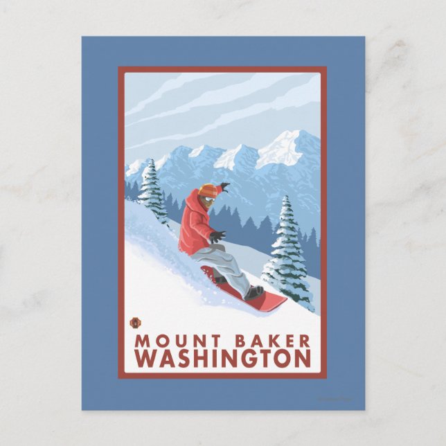 Carte Postale Snowboarder Scene - Mount Baker, Washington (Devant)