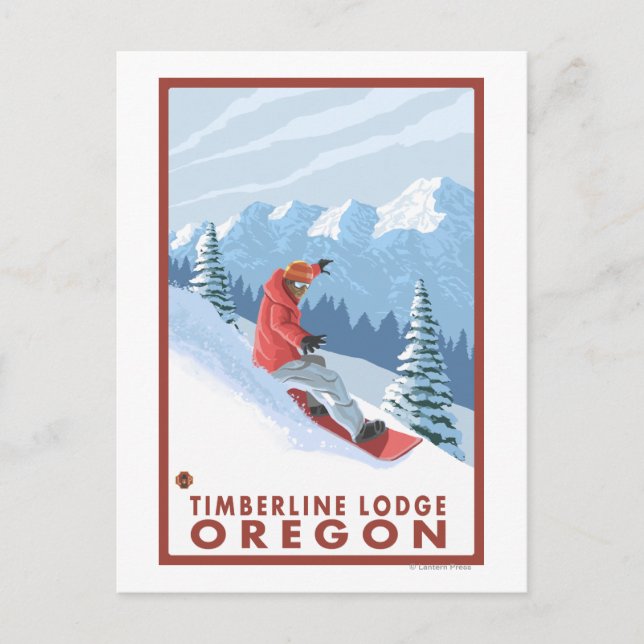 Carte Postale Snowboarder Scene - Timberline Lodge, Oregon (Devant)