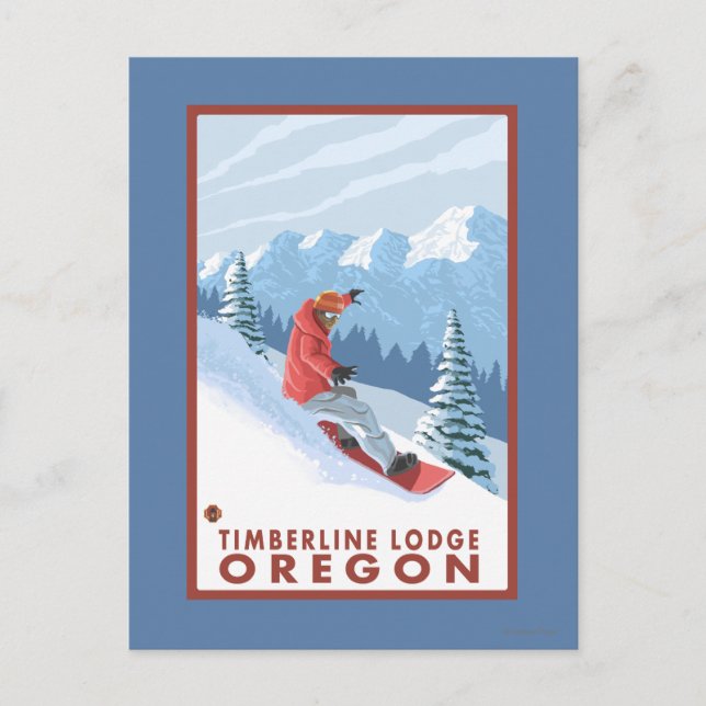 Carte Postale Snowboarder Scene - Timberline Lodge, Oregon (Devant)