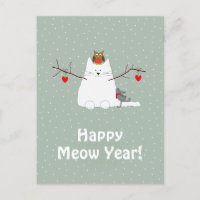 Carte postale Snowcat 'Happy Meow Year'
