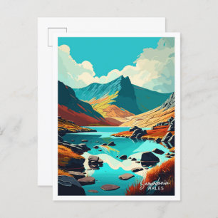 Carte Postale Snowdonia Wales Art Travel Illustration Vintage