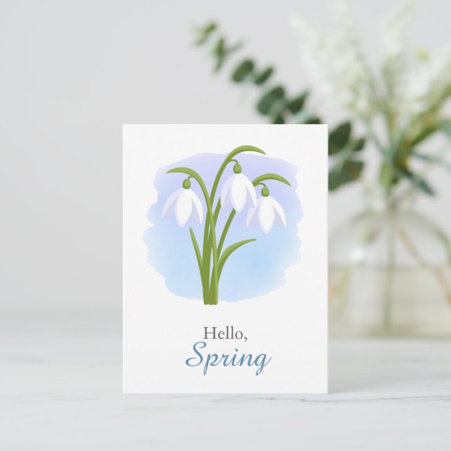 Carte Postale Snowdrops - Fleurs de printemps Aquarelle bleu Cit (Debout devant)