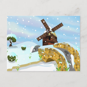 Carte Postale Snowdrops windmill