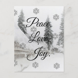 Carte Postale Snowfall Snowflakes Noël noir blanc sketch