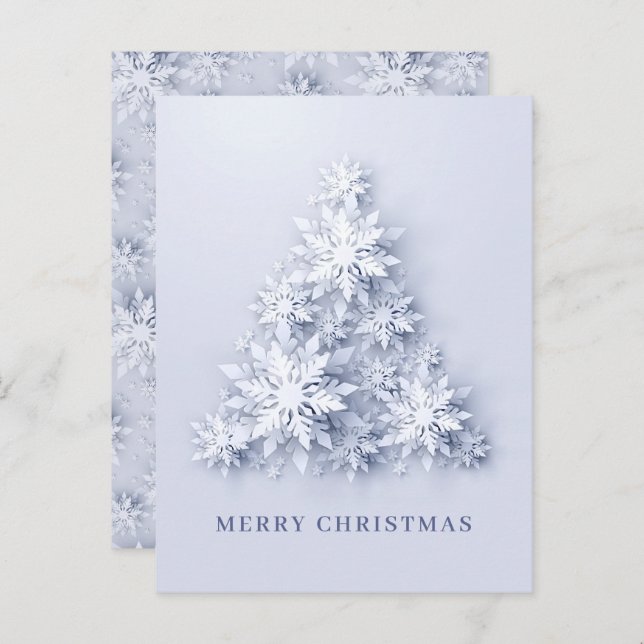 Carte Postale Snowflakes 3D Christmas Tree Grey Card (Devant / Derrière)