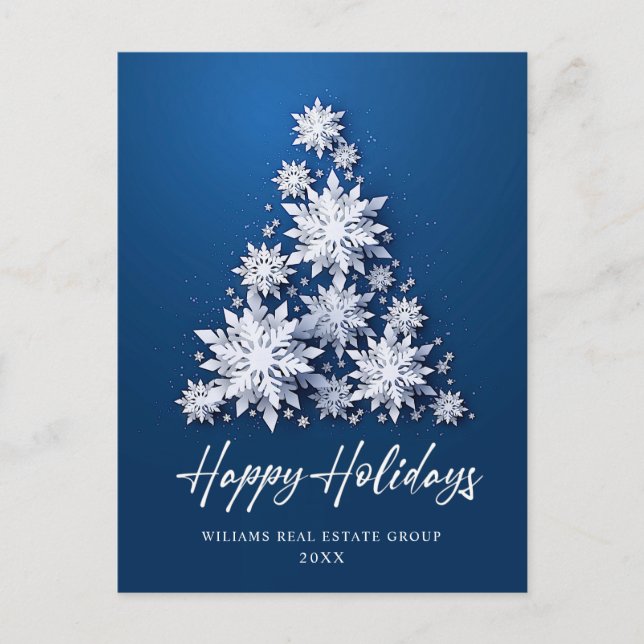 Carte Postale Snowflakes Christmas Tree Salutation d'entreprise (Devant)