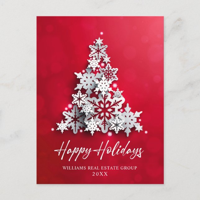 Carte Postale Snowflakes Christmas Tree Salutation d'entreprise (Devant)