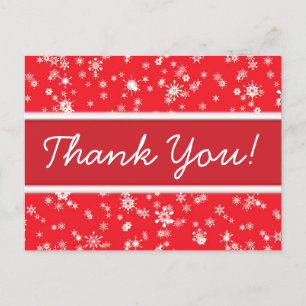 Carte Postale Snowflakes hiver Merci de Noël rouge