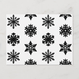 Carte Postale Snowflakes Ikat - Blanc et noir