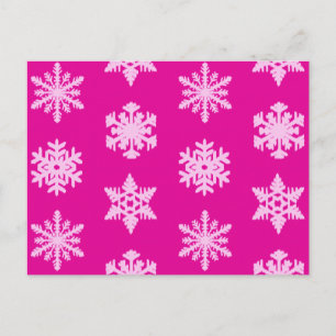 Carte Postale Snowflakes Ikat - Fuchsia et rose glace