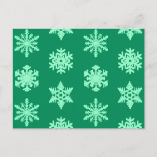 Carte Postale Snowflakes Ikat - Vert pin et menthe