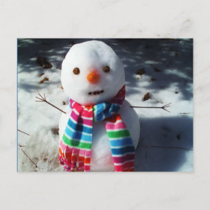 Carte Postale Snowman avec arc-en-ciel rayé