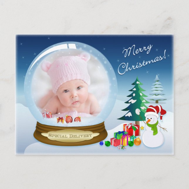 Carte postale Snowman Christmas PHOTO Snow Globe (Devant)