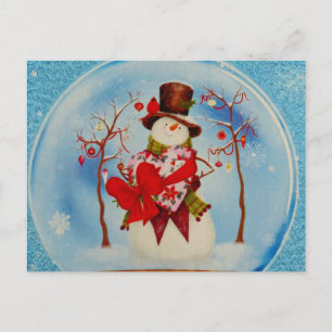 Carte Postale Snowman dans le monde des neiges