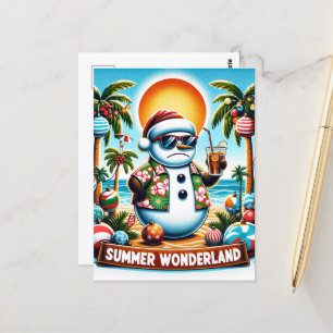 Carte Postale Snowman dans une Wonderland d'été