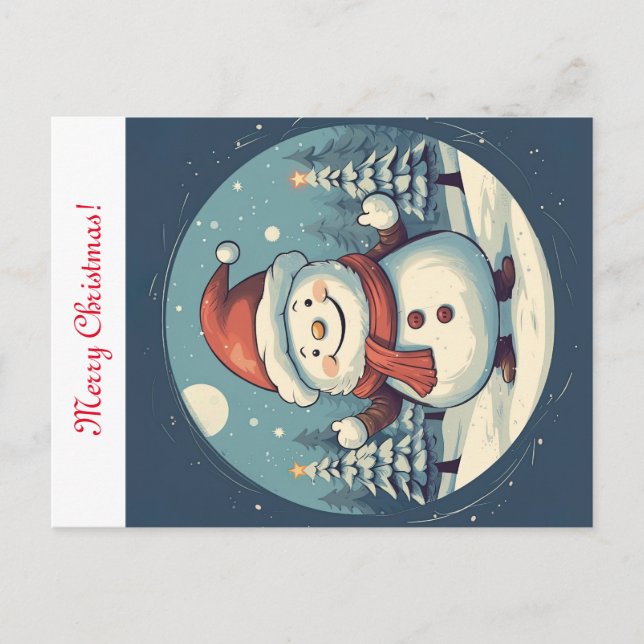 Carte Postale Snowman dire Marche Noël (Devant)