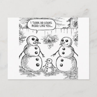 Carte Postale Snowman et bébé
