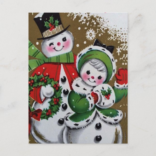 Carte Postale Snowman et sa petite amie (Devant)